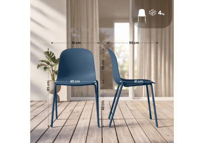Ensemble de 4 chaises Hardin bleu