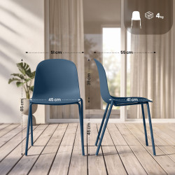 Ensemble de 4 chaises Hardin bleu