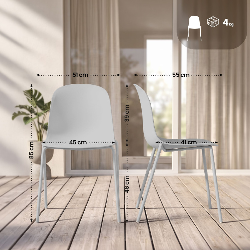 Ensemble de 4 chaises Hardin gris clair