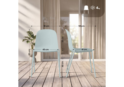 Ensemble de 4 chaises Hardin turquoise