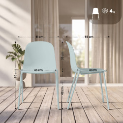 Ensemble de 4 chaises Hardin turquoise
