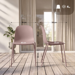 Ensemble de 4 chaises Hardin rose