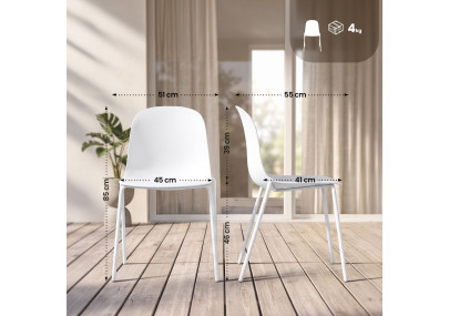 Ensemble de 4 chaises Hardin blanc