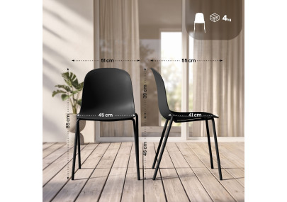 Ensemble de 4 chaises Hardin noir
