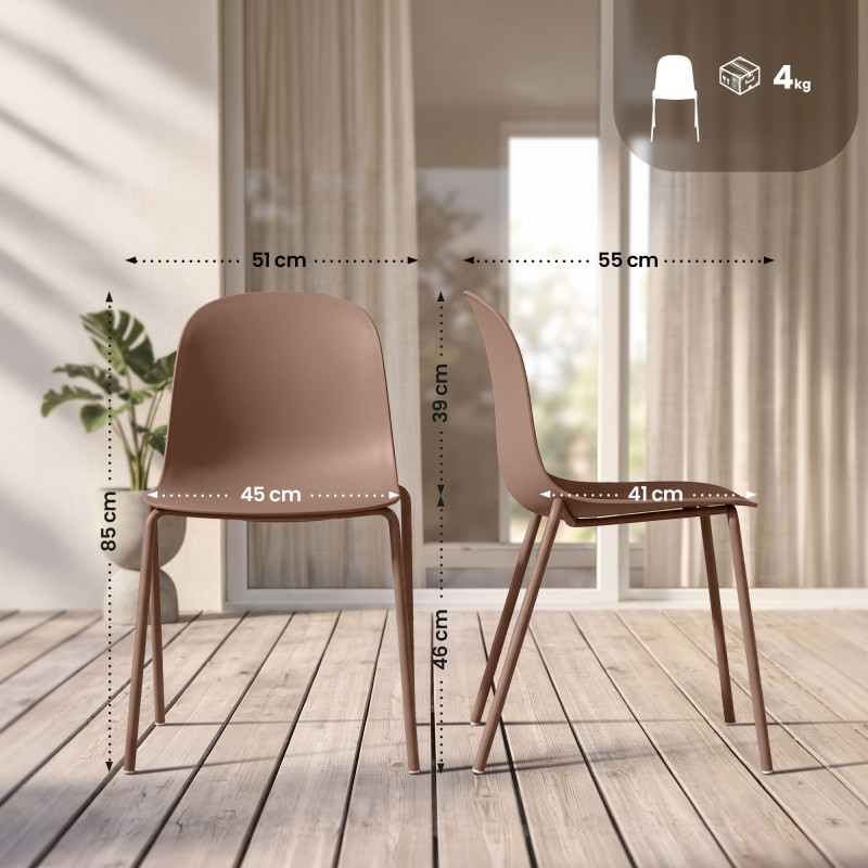 Ensemble de 4 chaises Hardin terre cuite