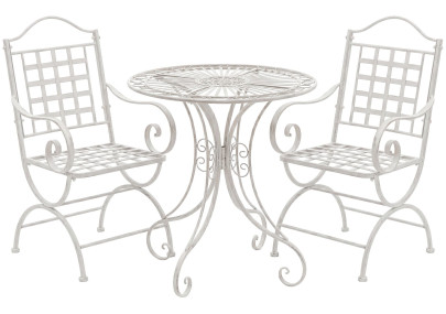 Ensemble de mobilier de jardin Viro avec 2 chaises blanc antique