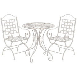 Ensemble de mobilier de jardin Viro avec 2 chaises blanc antique