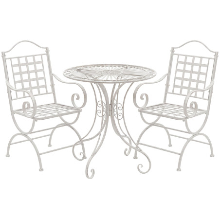 Ensemble de mobilier de jardin Viro avec 2 chaises blanc antique