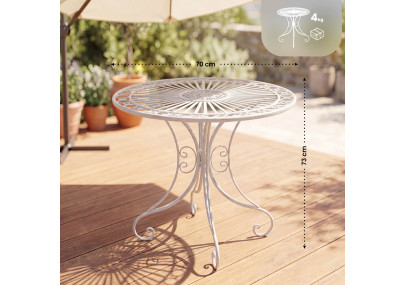 Ensemble de mobilier de jardin Viro avec 2 chaises blanc antique
