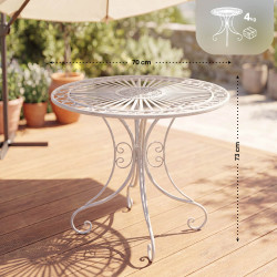 Ensemble de mobilier de jardin Viro avec 2 chaises blanc antique