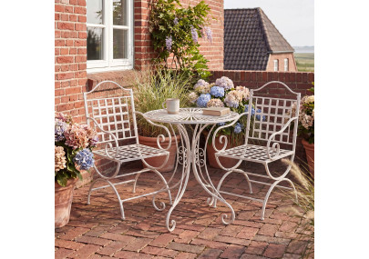 Ensemble de mobilier de jardin Viro avec 2 chaises blanc antique