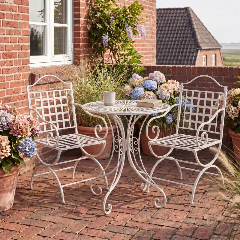 Ensemble de mobilier de jardin Viro avec 2 chaises blanc antique