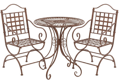 Ensemble de mobilier de jardin Viro avec 2 chaises brun antique
