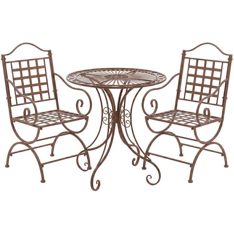 Ensemble de mobilier de jardin Viro avec 2 chaises brun antique