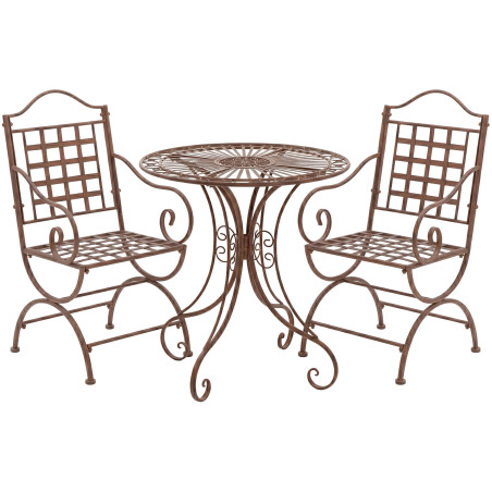 Ensemble de mobilier de jardin Viro avec 2 chaises brun antique
