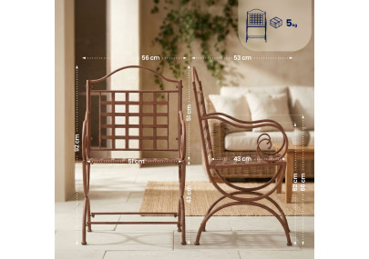Ensemble de mobilier de jardin Viro avec 2 chaises brun antique