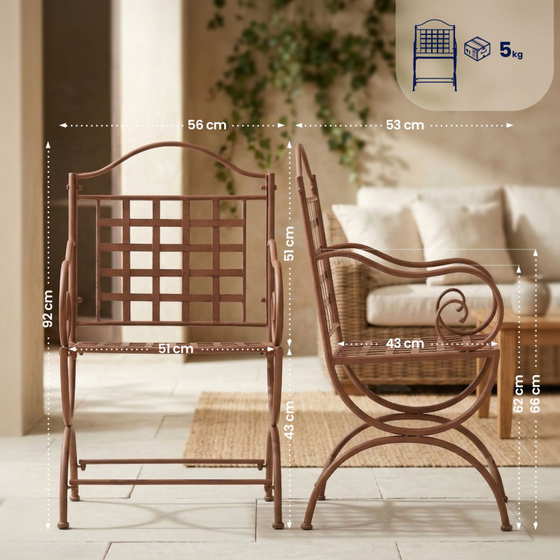 Ensemble de mobilier de jardin Viro avec 2 chaises brun antique