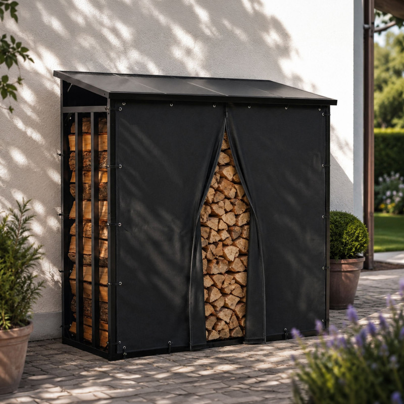 Râtelier à bûches Redford + sac Trondheim noir