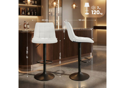 Tabouret de bar Mapun, similicuir, blanc