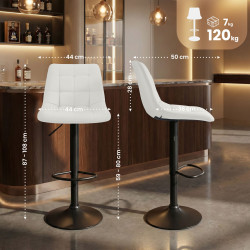 Tabouret de bar Mapun, similicuir, blanc