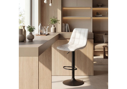 Tabouret de bar Mapun en simili cuir blanc
