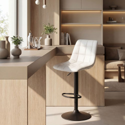 Tabouret de bar Mapun en simili cuir blanc