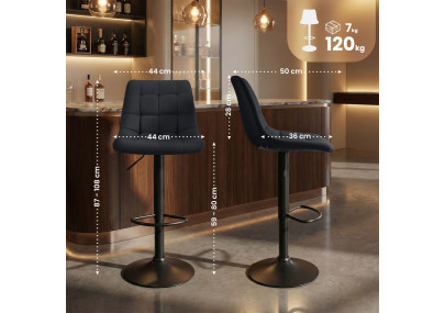 Tabouret de bar Mapun, similicuir noir