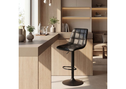 Tabouret de bar Mapun en simili cuir noir