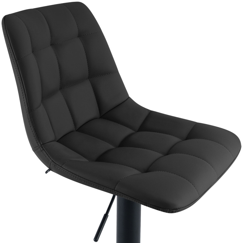 Tabouret de bar Mapun en simili cuir noir