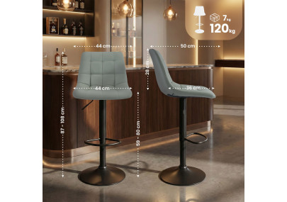 Tabouret de bar Mapun, similicuir, gris