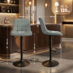 Tabouret de bar Mapun en simili cuir gris