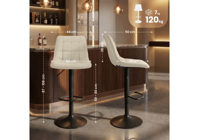 Tabouret de bar Mapun en simili cuir crème