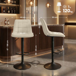 Tabouret de bar Mapun, similicuir, crème