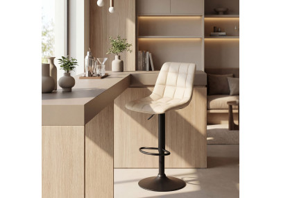 Tabouret de bar Mapun en simili cuir crème