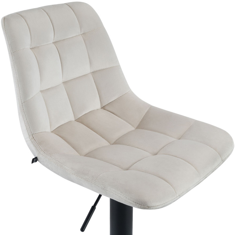 Tabouret de bar Mapun en velours, crème