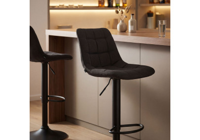 Tabouret de bar en tissu Mapun noir