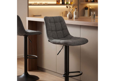 Tabouret de bar en tissu Mapun gris foncé