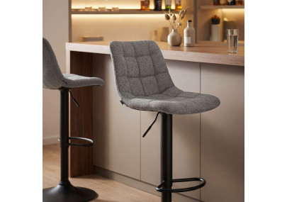 Tabouret de bar Mapun, tissu gris