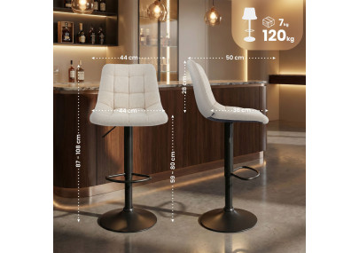 Tabouret de bar en tissu Mapun crème