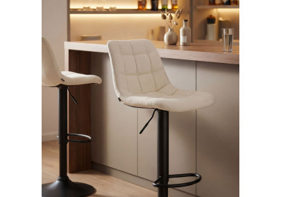 Tabouret de bar Mapun, tissu crème