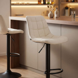 Tabouret de bar en tissu Mapun crème