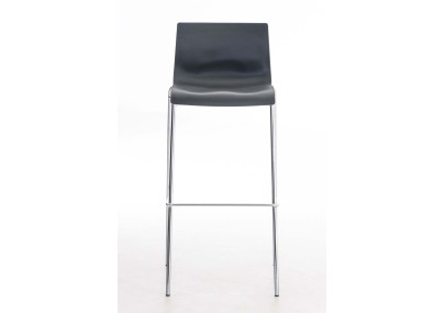 Tabouret de bar chromé Hoover avec cadre à 4 pieds et dossier gris