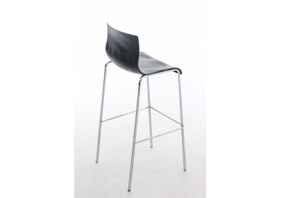 Tabouret de bar chromé Hoover avec cadre à 4 pieds et dossier gris