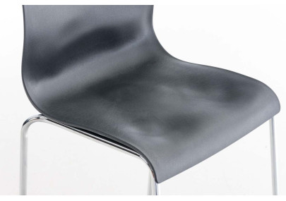 Tabouret de bar Hoover, chromé, piètement à 4 pieds, gris