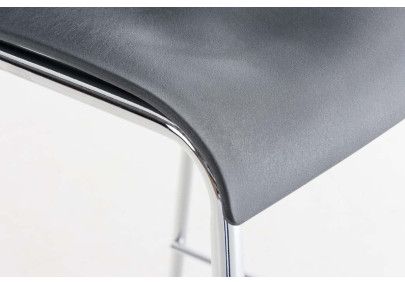 Tabouret de bar Hoover, chromé, piètement à 4 pieds, gris