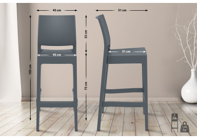 Tabouret de bar Maya gris foncé