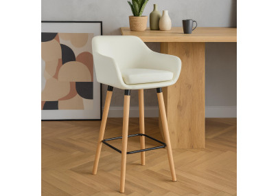Tabouret de bar Grant simili cuir crème