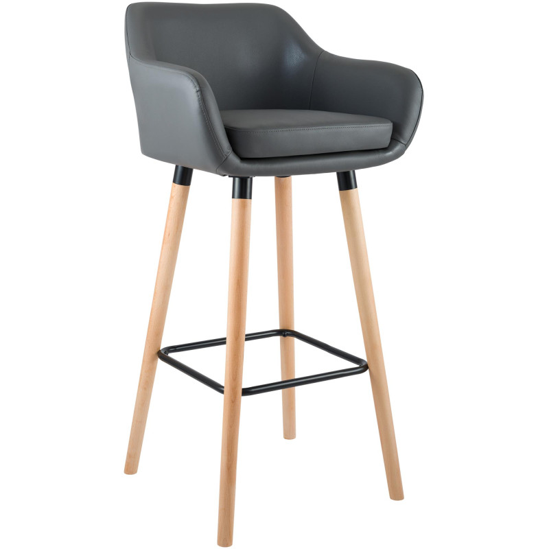 Tabouret de bar Grant en similicuir gris