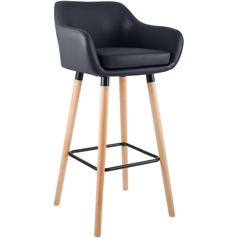 Tabouret de bar Grant simili cuir noir