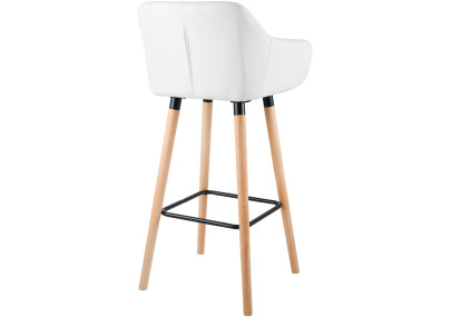 Tabouret de bar Grant, similicuir, blanc